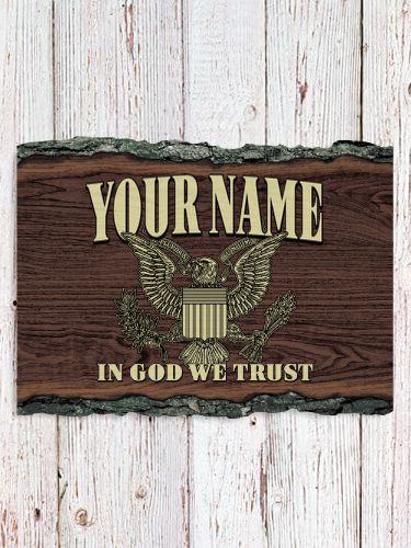 In God We Trust : Faux Sliced Log Plaque