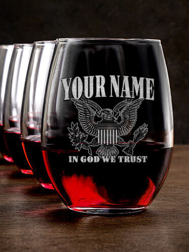 In God We Trust : Stemless Wine Glasses - Engraved
