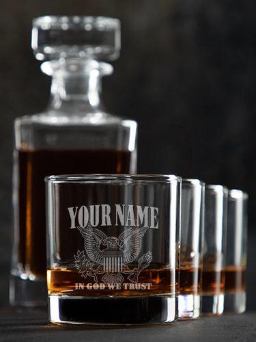 In God We Trust : Decanter Rocks Glass Gift Sets - Engraved