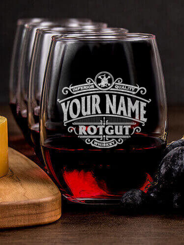 Rotgut Whiskey : Cheese Board Wine Glass Gift Sets - Engraved