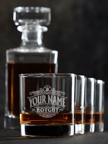 Rotgut Whiskey : Decanter Rocks Glass Gift Sets - Engraved