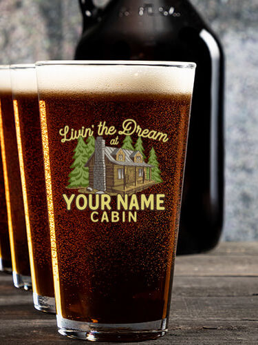 Livin' The Dream Cabin : Growler Pint Glass Gift Sets - Color Printed