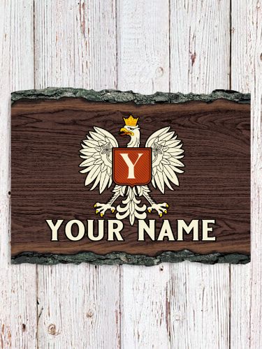 Polish Monogram : Faux Sliced Log Plaque