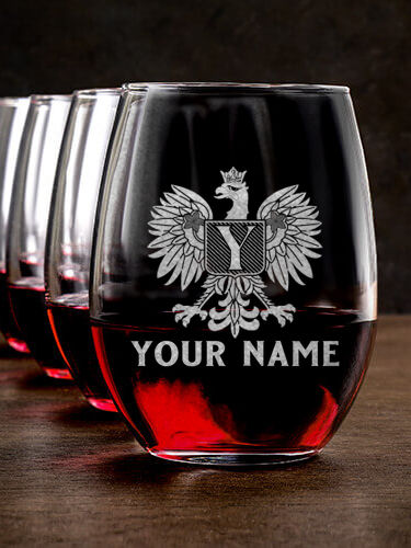 Polish Monogram : Stemless Wine Glasses - Engraved