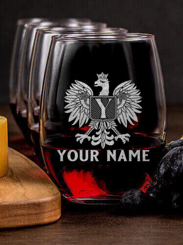 Polish Monogram : Cheese Board Wine Glass Gift Sets - Engraved