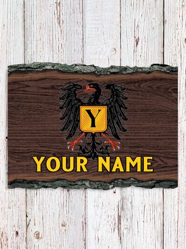 German Monogram : Faux Sliced Log Plaque
