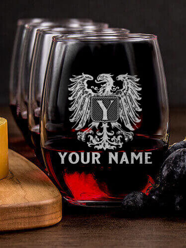 German Monogram : Cheese Board Wine Glass Gift Sets - Engraved