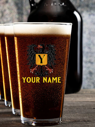 German Monogram : Growler Pint Glass Gift Sets - Color Printed