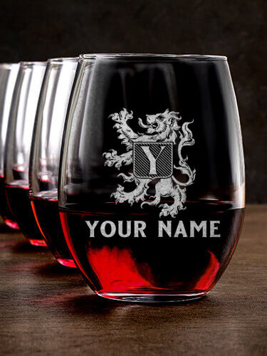 Scottish Monogram : Stemless Wine Glasses - Engraved