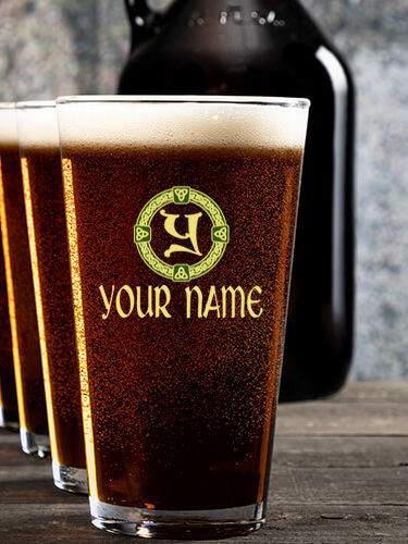 Celtic Wreath Monogram : Growler Pint Glass Gift Sets - Color Printed