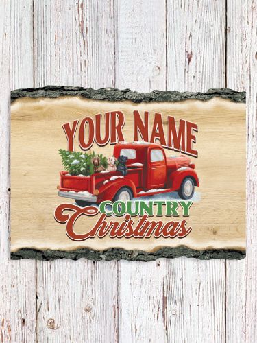 Country Christmas : Faux Sliced Log Plaque
