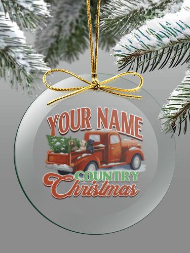 Country Christmas : 4 Inch Round Glass Ornament