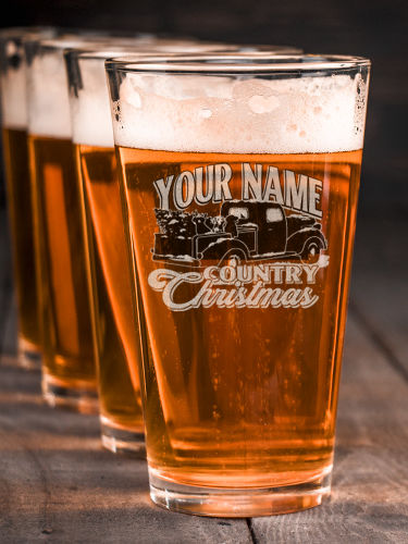 Country Christmas : Pint Glasses - Engraved