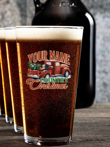 Country Christmas : Growler Pint Glass Gift Sets - Color Printed