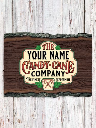 Candy Cane Company : Faux Sliced Log Plaque