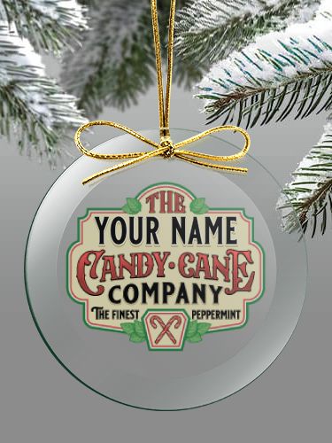 Candy Cane Company : 4 Inch Round Glass Ornament