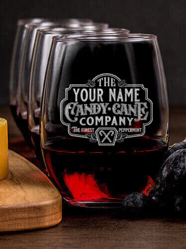 Candy Cane Company : Cheese Board Wine Glass Gift Sets - Engraved