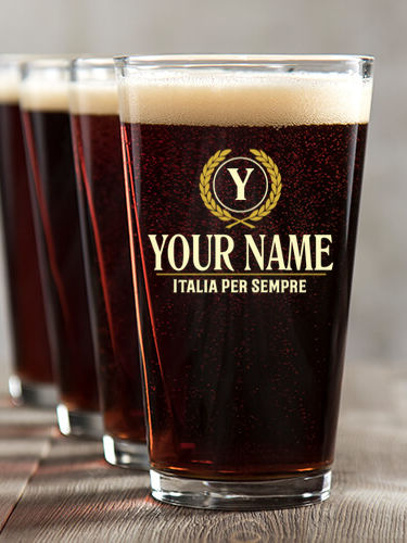 Italian Monogram : Pint Glasses - Color Printed