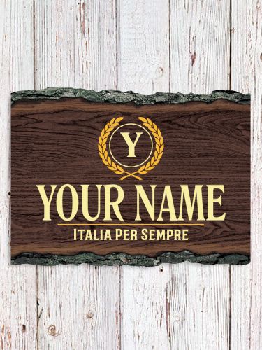 Italian Monogram : Faux Sliced Log Plaque