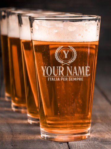 Italian Monogram : Pint Glasses - Engraved