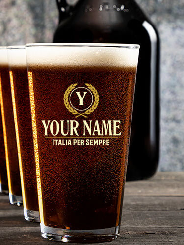 Italian Monogram : Growler Pint Glass Gift Sets - Color Printed