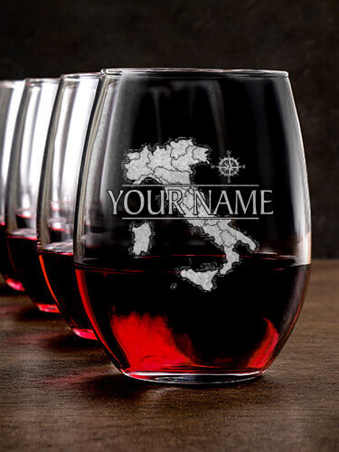 Italian Heritage : Stemless Wine Glasses - Engraved