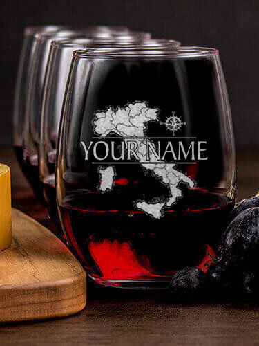 Italian Heritage : Cheese Board Wine Glass Gift Sets - Engraved