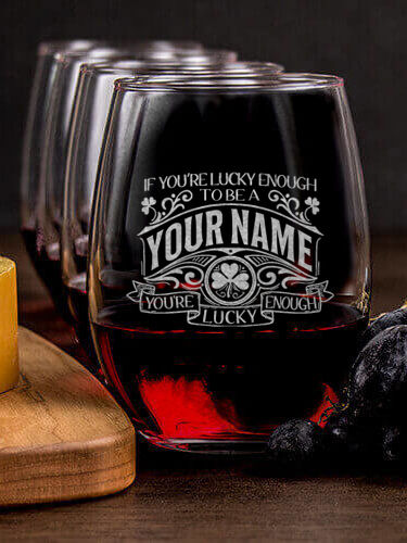 Lucky Enough : Cheese Board Wine Glass Gift Sets - Engraved