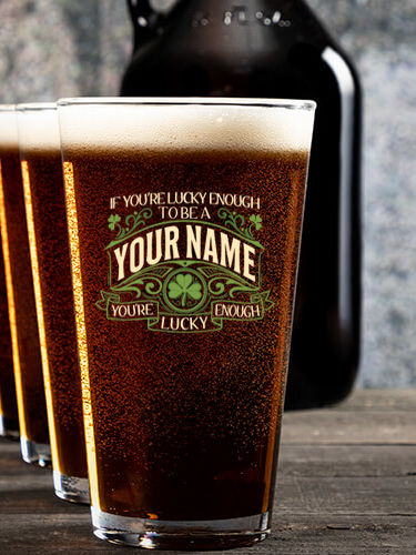 Lucky Enough : Growler Pint Glass Gift Sets - Color Printed