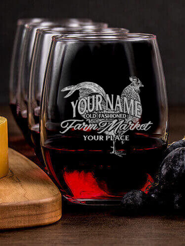 Farm Market : Cheese Board Wine Glass Gift Sets - Engraved
