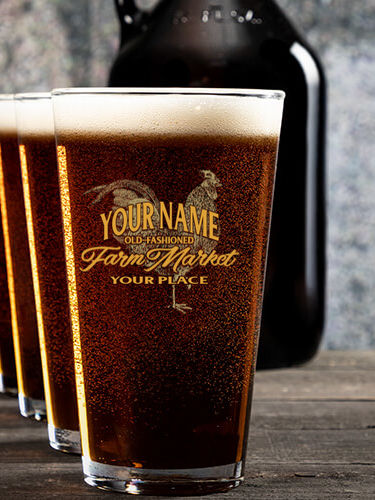 Farm Market : Growler Pint Glass Gift Sets - Color Printed