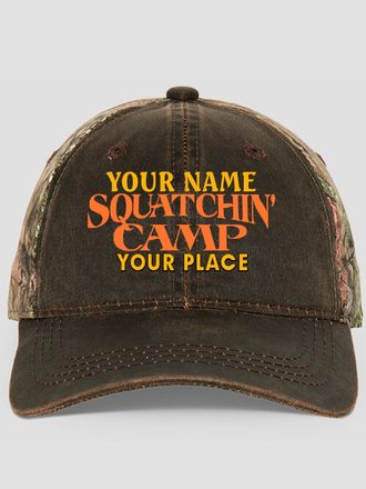 Squatchin' Camp : Embroidered 2-Tone Camo Hats