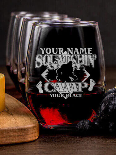 Squatchin' Camp : Cheese Board Wine Glass Gift Sets - Engraved