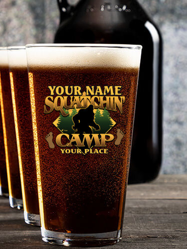 Squatchin' Camp : Growler Pint Glass Gift Sets - Color Printed