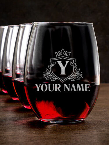 Regal Monogram : Stemless Wine Glasses - Engraved