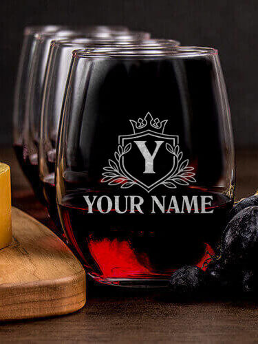 Regal Monogram : Cheese Board Wine Glass Gift Sets - Engraved