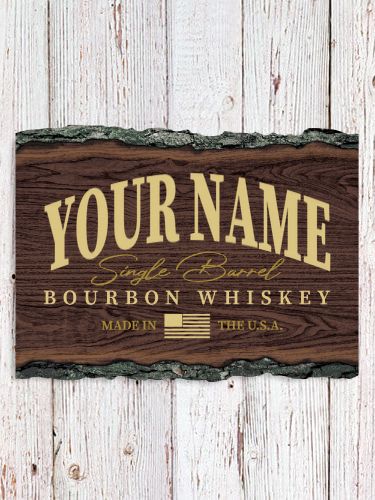 Bourbon Whiskey : Faux Sliced Log Plaque