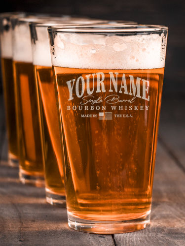 Bourbon Whiskey : Pint Glasses - Engraved