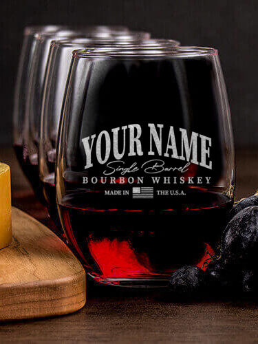 Bourbon Whiskey : Cheese Board Wine Glass Gift Sets - Engraved