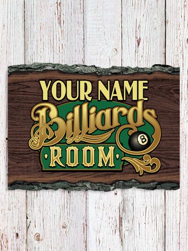 Billiards Room : Faux Sliced Log Plaque