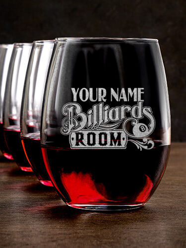 Billiards Room : Stemless Wine Glasses - Engraved