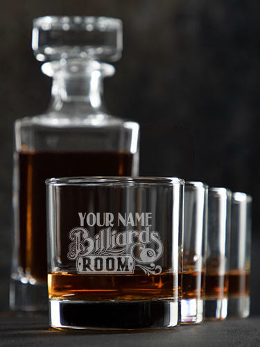 Billiards Room : Decanter Rocks Glass Gift Sets - Engraved