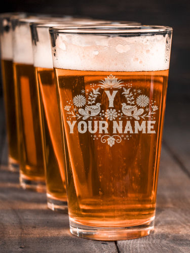 Hispanic Monogram : Pint Glasses - Engraved