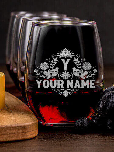 Hispanic Monogram : Cheese Board Wine Glass Gift Sets - Engraved