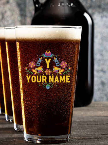 Hispanic Monogram : Growler Pint Glass Gift Sets - Color Printed