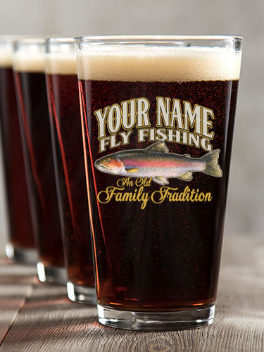 Fly Fishing Family Tradition : Pint Glasses - Color Printed