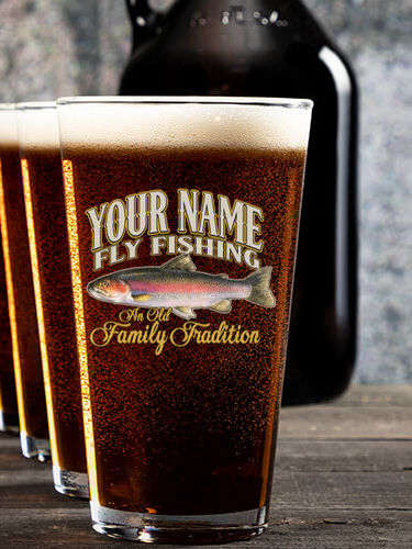 Fly Fishing Family Tradition : Growler Pint Glass Gift Sets - Color Printed