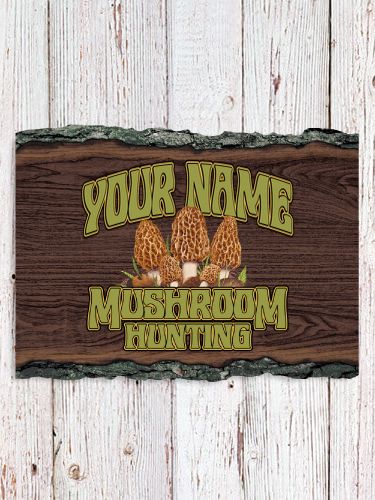 Mushroom Hunting : Faux Sliced Log Plaque
