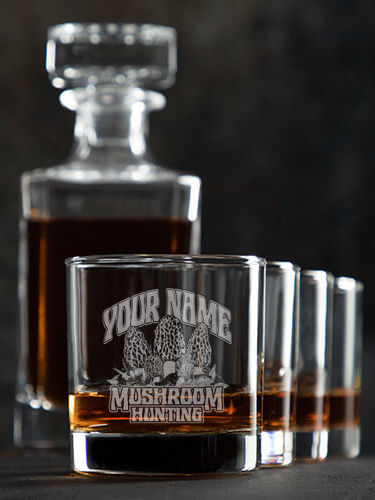 Mushroom Hunting : Decanter Rocks Glass Gift Sets - Engraved