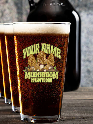 Mushroom Hunting : Growler Pint Glass Gift Sets - Color Printed
